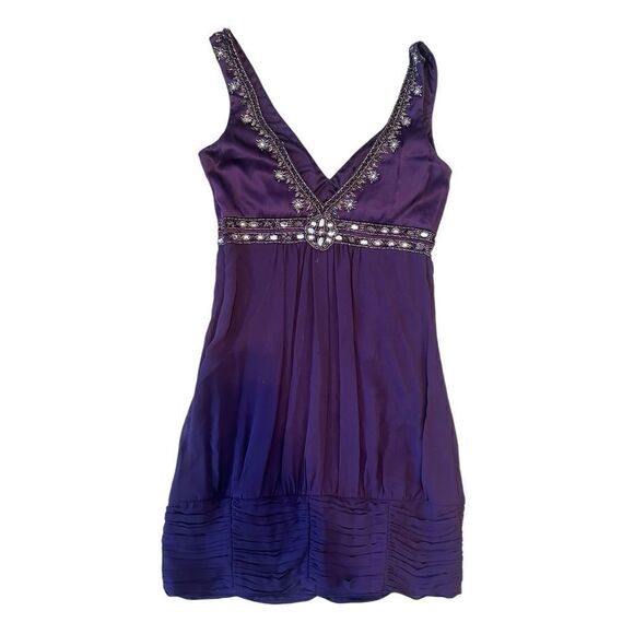 Sue Wong Nocturne Silk Purple Embellished Gatsby Style Formal Mini Dress Size 0 - Picture 3 of 11